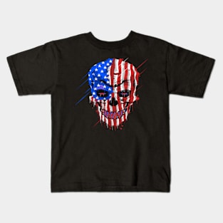 skull-head-with-usa-america-flag design Kids T-Shirt